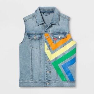 Target Pride Collection Rainbow Detailed Denim Vest Size Small